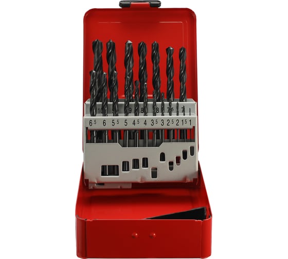 Набор сверл по металлу H-Tools серия Pro 1-10 мм, 19 шт, DIN338, HSS-R, 118 градусов 205212PRO