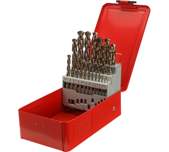Набор сверл по металлу H-Tools серия Pro 1-13 мм, 25 шт, DIN338, HSSE-Co5, 130 градусов 215215PRO