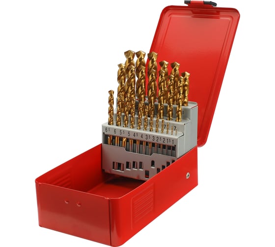 Набор сверл по металлу H-Tools серия Pro 1-13 мм, 25 шт, DIN338, HSSE-Co5 TiN, 130 градусов 215215TPRO 1