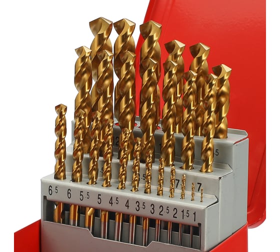 Набор сверл по металлу H-Tools серия Pro 1-13 мм, 25 шт, DIN338, HSSE-Co5 TiN, 130 градусов 215215TPRO