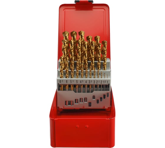 Набор сверл по металлу H-Tools серия Pro 1-13 мм, 25 шт, DIN338, HSSE-Co5 TiN, 130 градусов 215215TPRO
