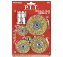 Набор кордщеток P.I.T. 5шт, латунированная витая проволока, хвостовик 6 мм APLS10-005B