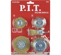 Набор кордщеток P.I.T. 5шт, латунированная витая проволока, хвостовик 6 мм APLS10-005A