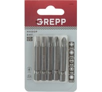 Набор бит GREPP PH2, PZ2, SL6, T30, H4x50 мм (5шт) 11706