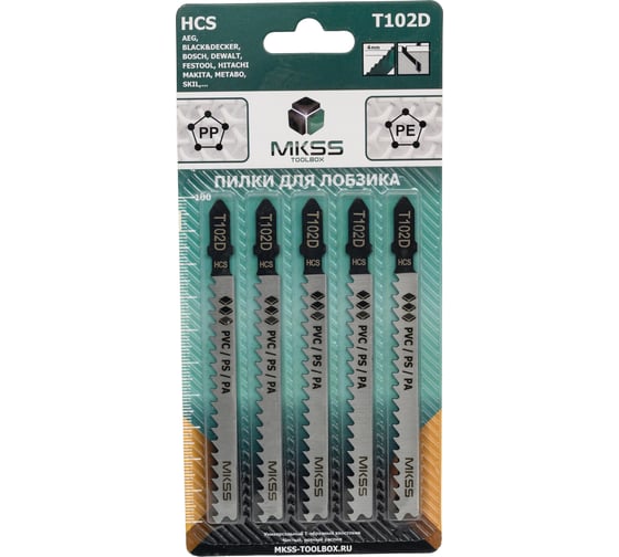 Пилки для электролобзика по пластмассе MKSS Toolbox MK0912 Т102D MKSS MK09120102