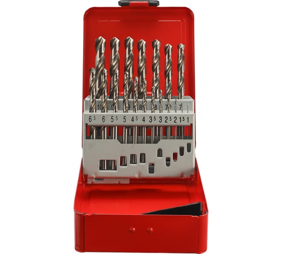Набор сверл по металлу H-Tools серия Pro 1-10 мм, 19 шт, DIN338, HSS-G, 118градусов 214214PRO