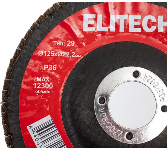 Диск лепестковый Elitech ф125x22.2мм,P36 1820.174400 205579