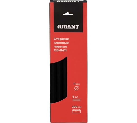 Стержни клеевые, 11х200мм, чёрные, 6 шт. Gigant GB-8411 1