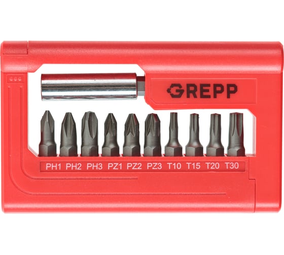 Набор бит с магнитным держателем GREPP (11шт) 11708