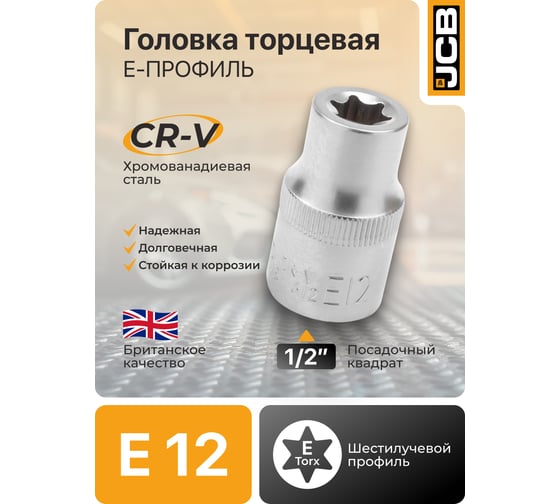 Головка Е-профиль JCB E12, 1/2DR JCB-54612(60469)