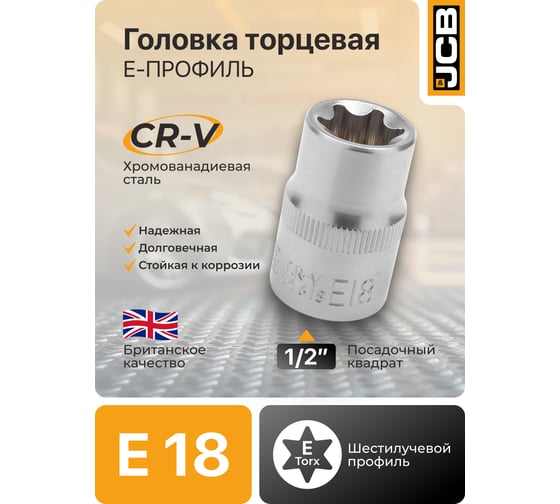 Головка Е-профиль JCB E18, 1/2DR JCB-54618(60472)