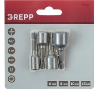 Набор бит с торцевой головкой GREPP 6, 8, 10, 13 ммх45 мм(4шт) 117-712