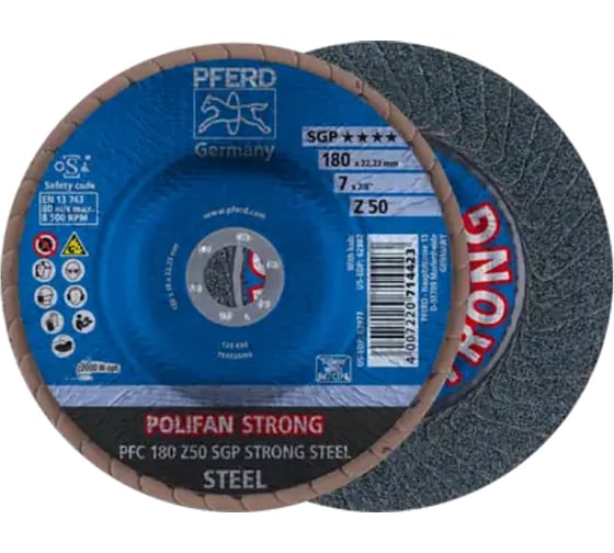 Круг шлифовальный лепестковый PFERD PFC 180 Z50 SGP STRONG STEEL (827482) 67788180