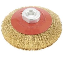 Щетка-тарелка для УШМ Hardcore 100 мм, М14, латунированная волнистая проволока 212100