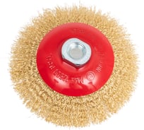 Щетка-тарелка для УШМ Hardcore 125 мм, М14, латунированная волнистая проволока 212125