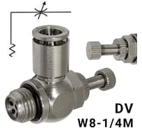 Пневмодроссель без обратного клапана PI TOOLS регулировка винтом, цанга 8-1/4М, артикул 8988