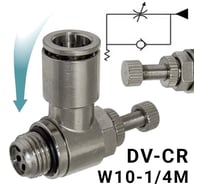 Пневмодроссель для распределителя PI TOOLS регулировка винтом, цанга 10-1/4М, артикул 9152