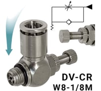 Пневмодроссель для распределителя PI TOOLS регулировка винтом, цанга 8-1/8М, артикул 9183