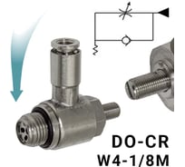 Пневмодроссель для распределителя PI TOOLS регулировка отверткой, цанга 4-1/8М, артикул 9084