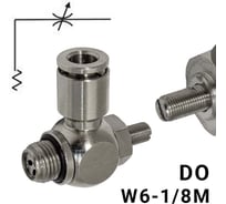 Пневмодроссель без обратного клапана PI TOOLS регулировка отверткой, цанга 6-1/8М, артикул 8933
