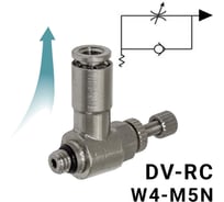 Пневмодроссель для цилиндра PI TOOLS регулировка винтом, цанга 4-М5х0,8М, артикул 9350