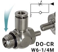 Пневмодроссель для распределителя PI TOOLS регулировка отверткой, цанга 6-1/4М, артикул 9053