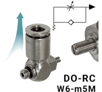 Пневмодроссель для цилиндра PI TOOLS регулировка отверткой, цанга 6-М5х0,8М, артикул 9282
