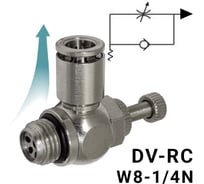 Пневмодроссель для цилиндра PI TOOLS регулировка винтом, цанга 8-1/4М, артикул 9305