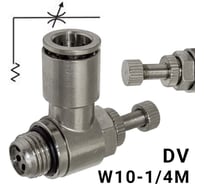Пневмодроссель без обратного клапана PI TOOLS регулировка винтом, цанга 10-1/4М, артикул 8995