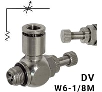 Пневмодроссель без обратного клапана PI TOOLS регулировка винтом, цанга 6-1/8М, артикул 9015