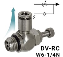 Пневмодроссель для цилиндра PI TOOLS регулировка винтом, цанга 6-1/4М, артикул 9299