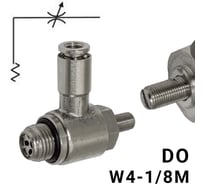 Пневмодроссель без обратного клапана PI TOOLS регулировка отверткой, цанга 4-1/8М, артикул 8926