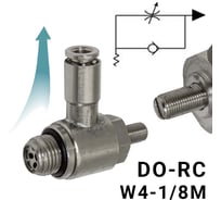 Пневмодроссель для цилиндра PI TOOLS регулировка отверткой, цанга 4-1/8М, артикул 9244