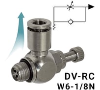 Пневмодроссель для цилиндра PI TOOLS регулировка винтом, цанга 6-1/8М, артикул 9336