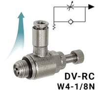 Пневмодроссель для цилиндра PI TOOLS регулировка винтом, цанга 4-1/8М, артикул 9329