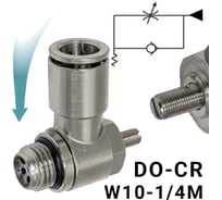 Пневмодроссель для распределителя PI TOOLS регулировка отверткой, цанга 10-1/4М, артикул 9077
