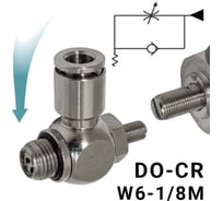 Пневмодроссель для распределителя PI TOOLS регулировка отверткой, цанга 6-1/8М, артикул 9091