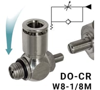 Пневмодроссель для распределителя PI TOOLS регулировка отверткой, цанга 8-1/8М, артикул 9107
