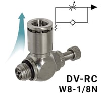 Пневмодроссель для цилиндра PI TOOLS регулировка винтом, цанга 8-1/8М, артикул 9343