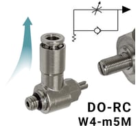 Пневмодроссель для цилиндра PI TOOLS регулировка отверткой, цанга 4-М5х0,8М, артикул 9275