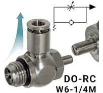 Пневмодроссель для цилиндра PI TOOLS регулировка отверткой, цанга 6-1/4М, артикул 9213