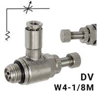 Пневмодроссель без обратного клапана PI TOOLS регулировка винтом, цанга 4-1/8М, артикул 9008