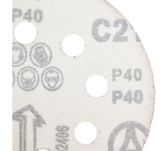 Шлифовальный круг Vitatools 125мм, P40, 8 отверстий, красный R-125-P40-8