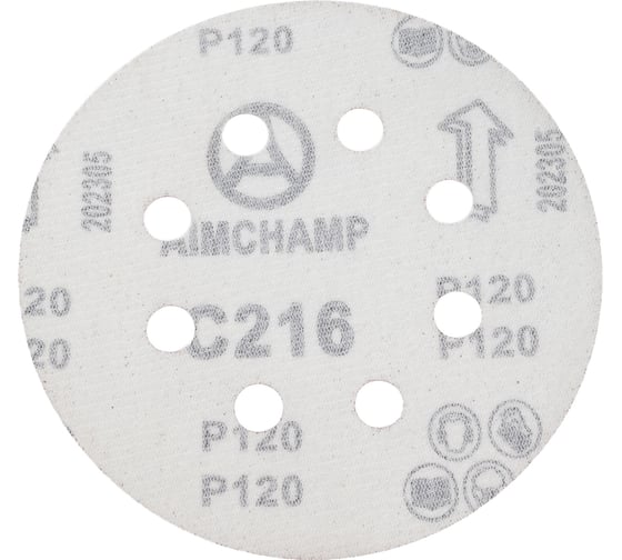 Шлифовальный круг Vitatools 125мм, P120, 8 отверстий, красный R-125-P120-8