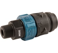 Композитное пневматическое быстроразъемное соединение WIEDERKRAFT с предохранителем, внешняя резьба M3/8 WDK-830SMS