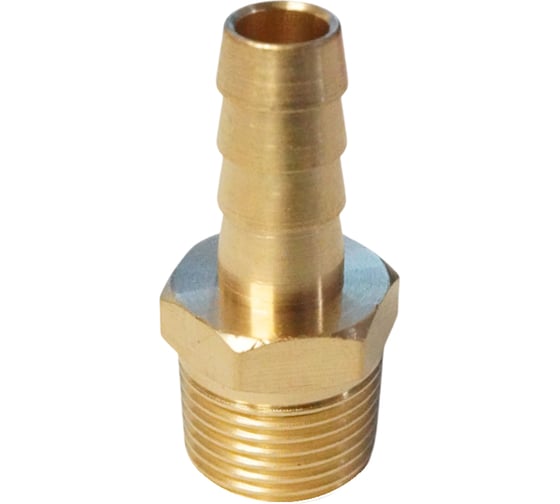Штуцер быстроразъемного соединения WIEDERKRAFT елочка под шланг 10 мм, внешняя резьба 3/8 PT, латунь WDK-30MB