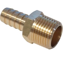 Штуцер быстроразъемного соединения WIEDERKRAFT елочка под шланг 12 мм, внешняя резьба 1/2 PT, латунь WDK-40MB