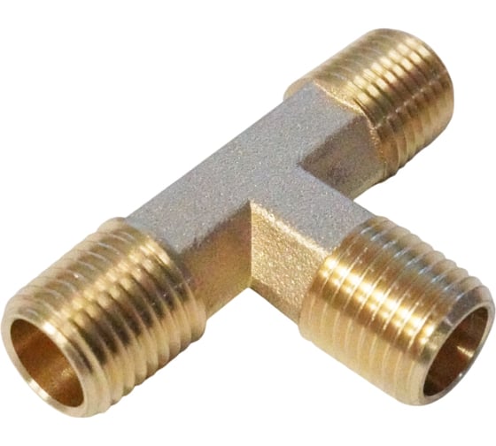 Фитинг T - образный WIEDERKRAFT резъба 1/4 PT, M-M-M (внешний), латунь WDK-23PMB 1