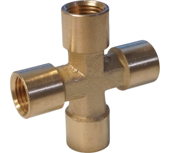 Фитинг X - образный WIEDERKRAFT резьба 1/4 PT, F-F-F-F (внутренний), латунь WDK-24FFB 1