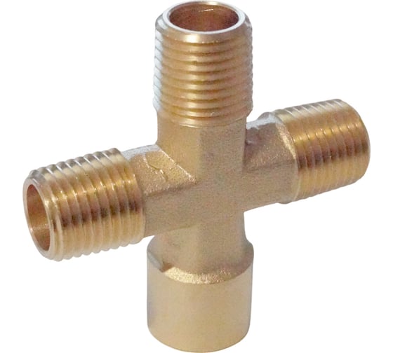 Фитинг X - образный WIEDERKRAFT резьба 1/4 PT, F-M-M-M (внутренний/внешний), латунь WDK-23MFB 1